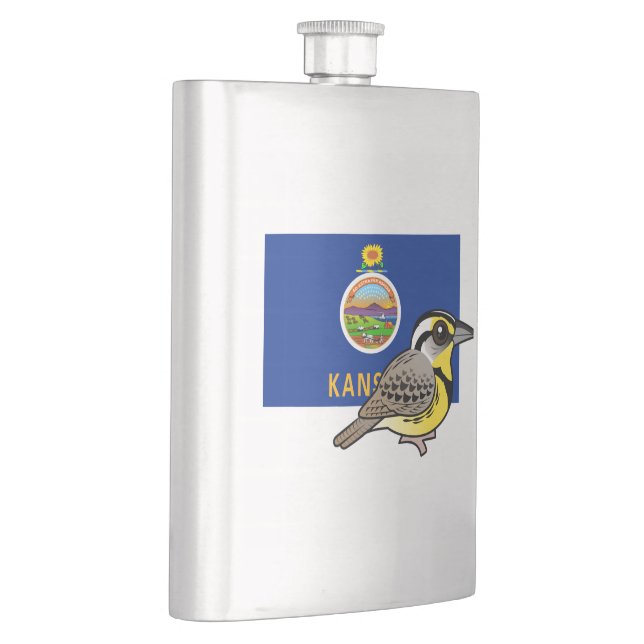 State Birdorable of Kansas: Western Meadowlark Hip Flask (Right)