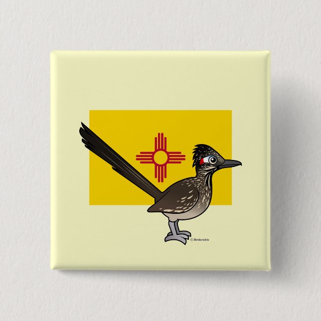 State Birdorable of New Mexico: Roadrunner 2 Inch Square Button (Front)