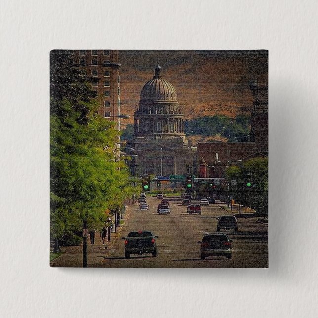 State Capital  in Boise, Idaho 2 Inch Square Button (Front)