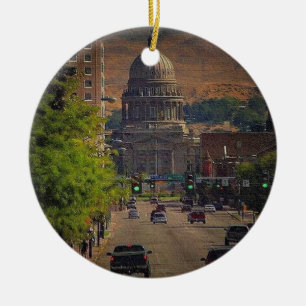 State Capital in Boise, Idaho Ceramic Ornament