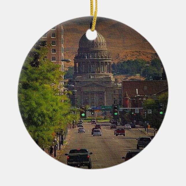 State Capital  in Boise, Idaho Ceramic Ornament (Front)