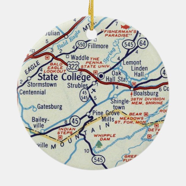 State College PA Ceramic Ornament (Back)