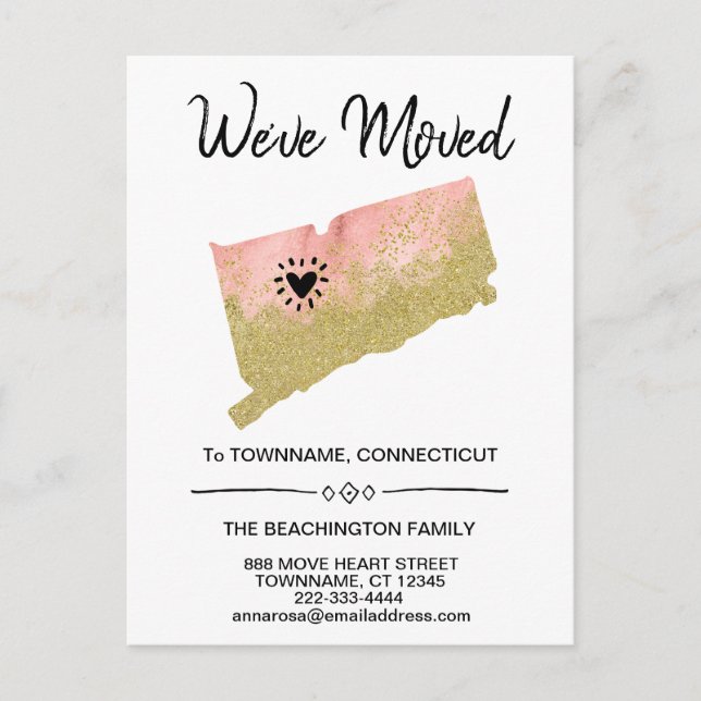 *~* STATE CONNECTICUT |  New Address - Moving Announcement Postcard (Front)