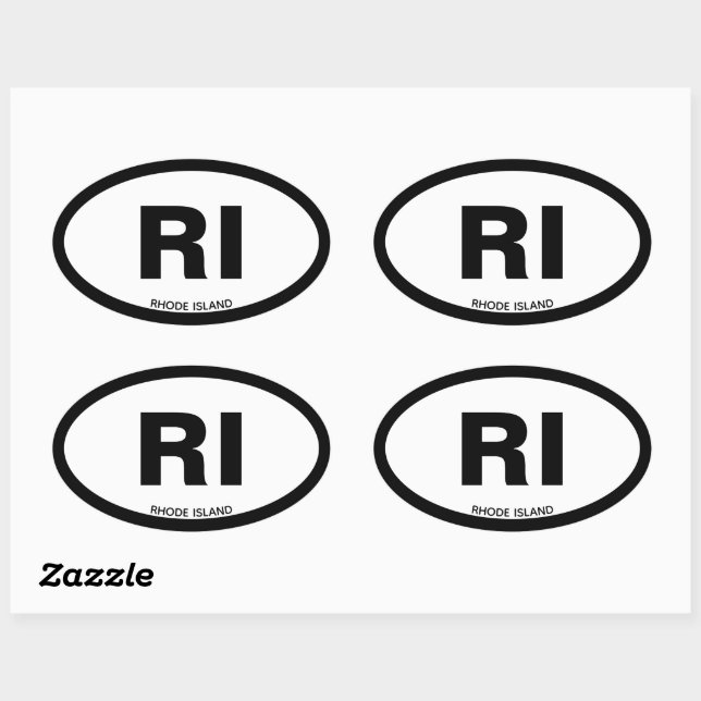 State Customizable Two Letter White Oval RI Oval Sticker (Sheet)