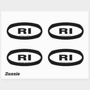 State Customizable Two Letter White Oval RI Sticker