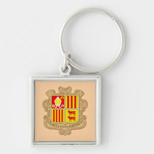 State Emblem of Andorra Historic Co-Principality Keychain
