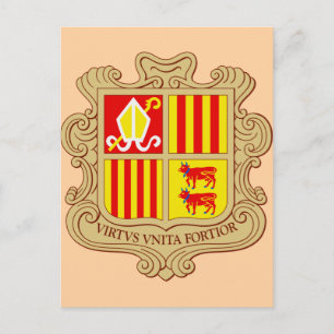 State Emblem of Andorra Historic Co-Principality Postcard
