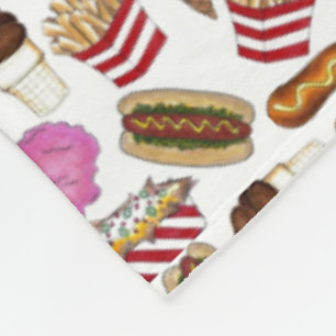 State Fair Carnival Food Nachos Cotton Candy Fleece Blanket