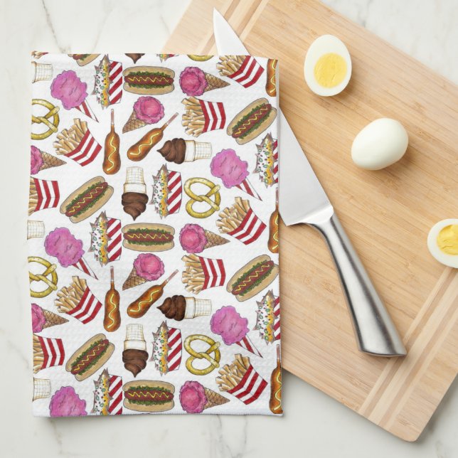 State Fair Carnival Food Nachos Cotton Candy Kitchen Towel (Quarter Fold)