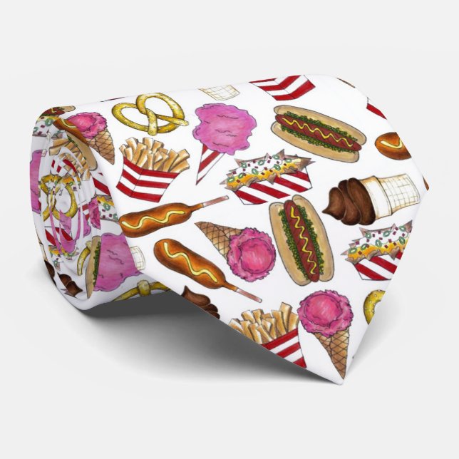 State Fair Carnival Food Nachos Cotton Candy Tie (Rolled)