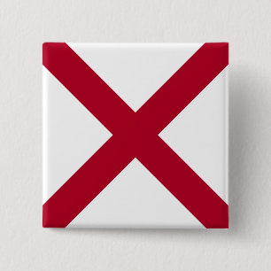 State Flag Alabama, St Andrew Crimson Cross 2 Inch Square Button