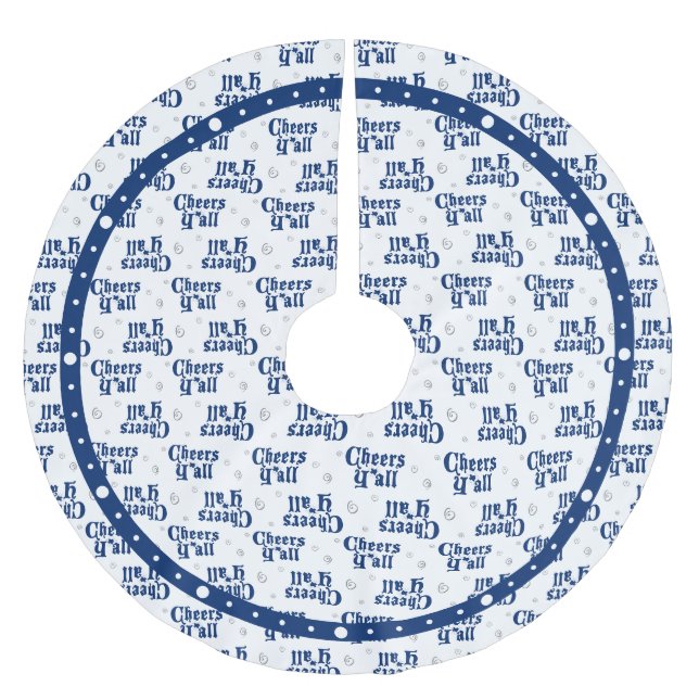State Flag Blue Cheers Y'all Patterned Brushed Polyester Tree Skirt (Front)