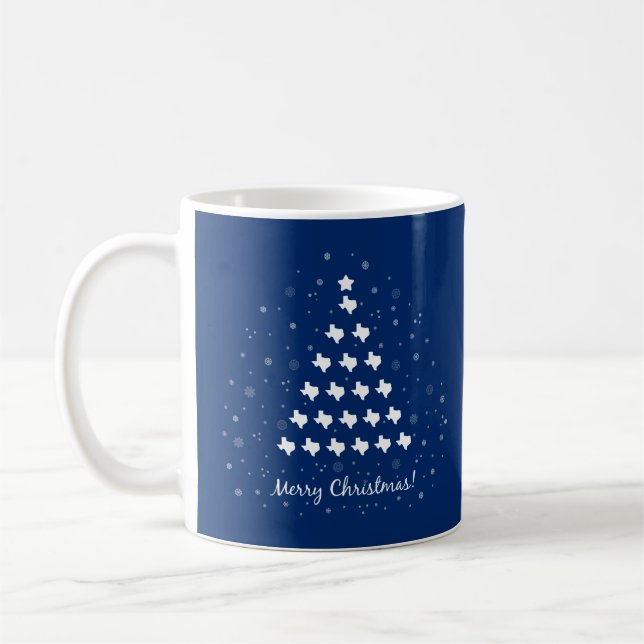 State Flag Blue Elegant Texas Christmas Tree Coffee Mug (Left)