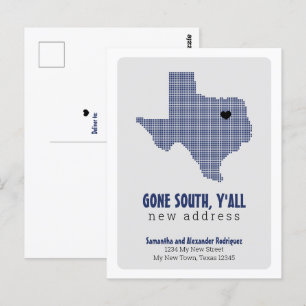 State Flag Blue Gone South, Y'all Moving Postcard