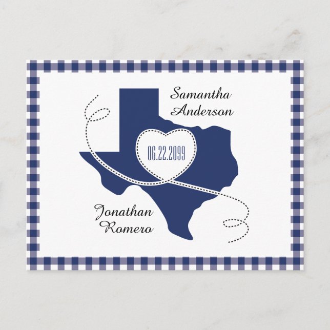 State Flag Blue Texas Curling Ribbon Save the Date Postcard (Front)