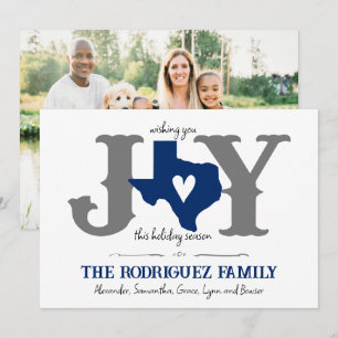 State Flag Blue Texas JOY Photo Holiday Card