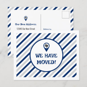State Flag Blue We Have Moved Striped Moving  Postcard