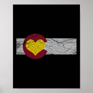 State Flag Colorado Heart Rocky Mountains Skiing A Poster
