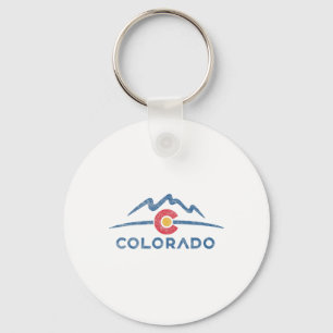 State Flag Colorado Rocky Mountains Skiing Aspen V Keychain
