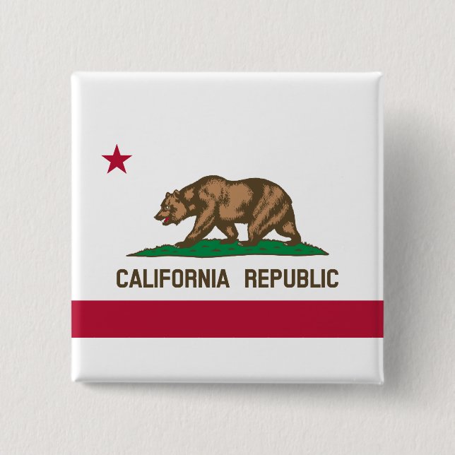 State Flag of California 2 Inch Square Button (Front)