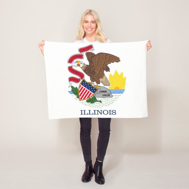 State Flag of Illinois, USA Fleece Blanket (In Situ)