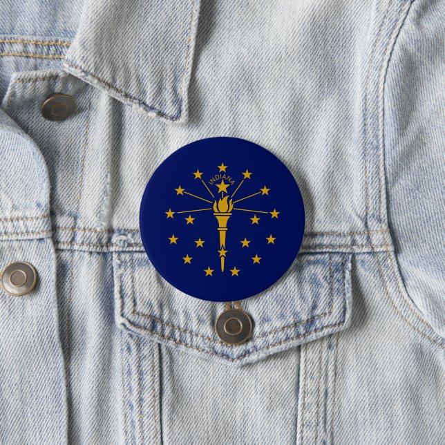 State Flag of Indiana 3 Inch Round Button (In Situ)