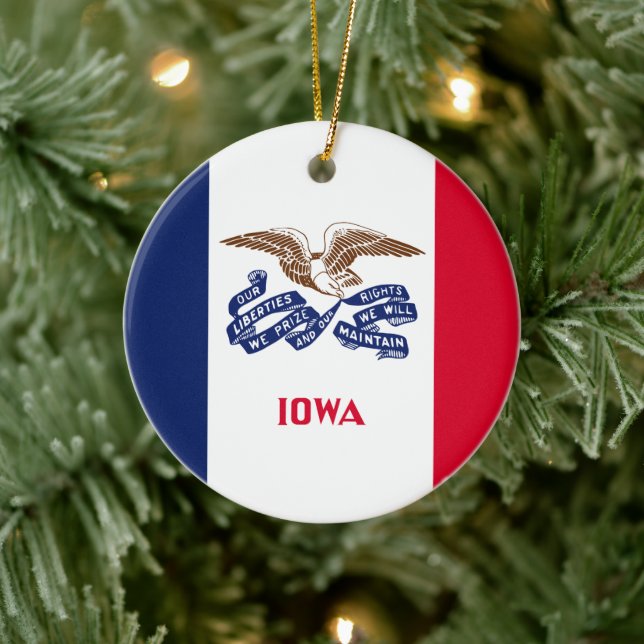 State Flag of Iowa Ceramic Ornament (Tree)