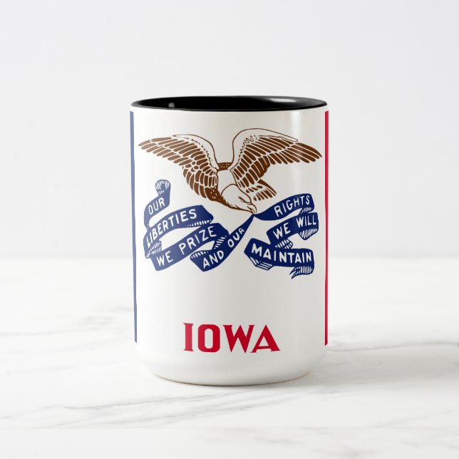 State Flag of Iowa Two-Tone Coffee Mug (Center)