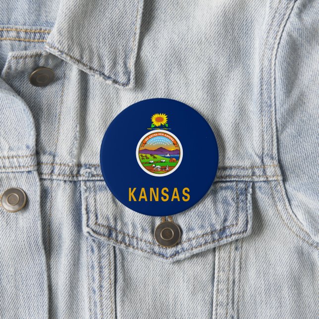 State Flag of Kansas 3 Inch Round Button (In Situ)
