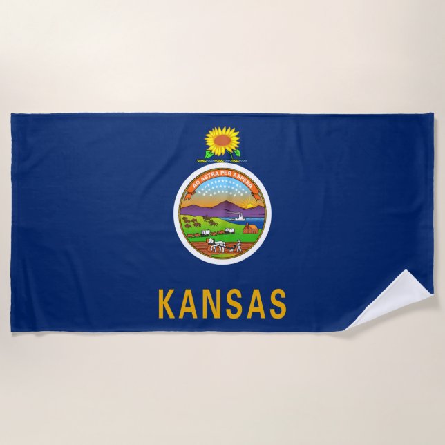 State Flag of Kansas Beach Towel (Front)