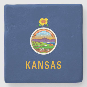State Flag of Kansas Stone Coaster