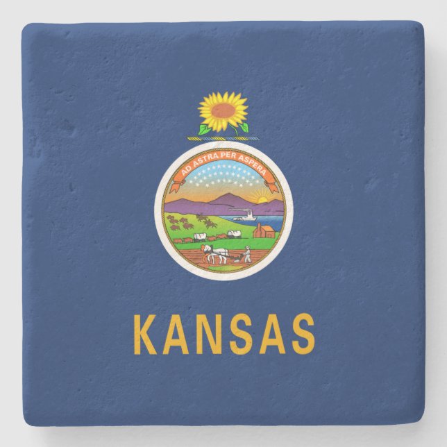 State Flag of Kansas Stone Coaster (Front)