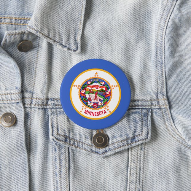 State Flag of Minnesota 3 Inch Round Button (In Situ)