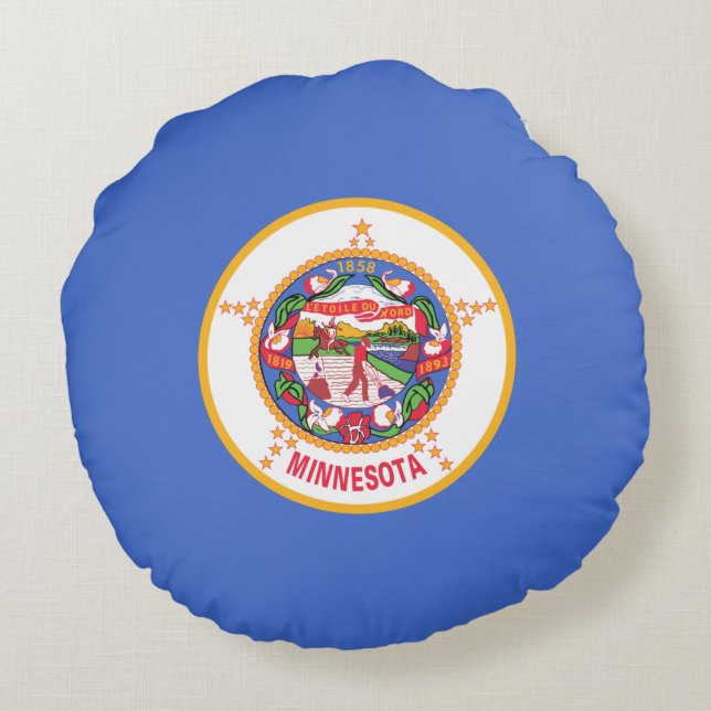 State Flag of Minnesota Round Pillow (Back)