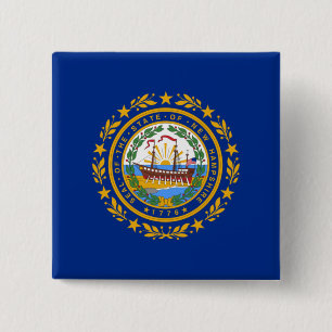 State Flag of New Hampshire 2 Inch Square Button