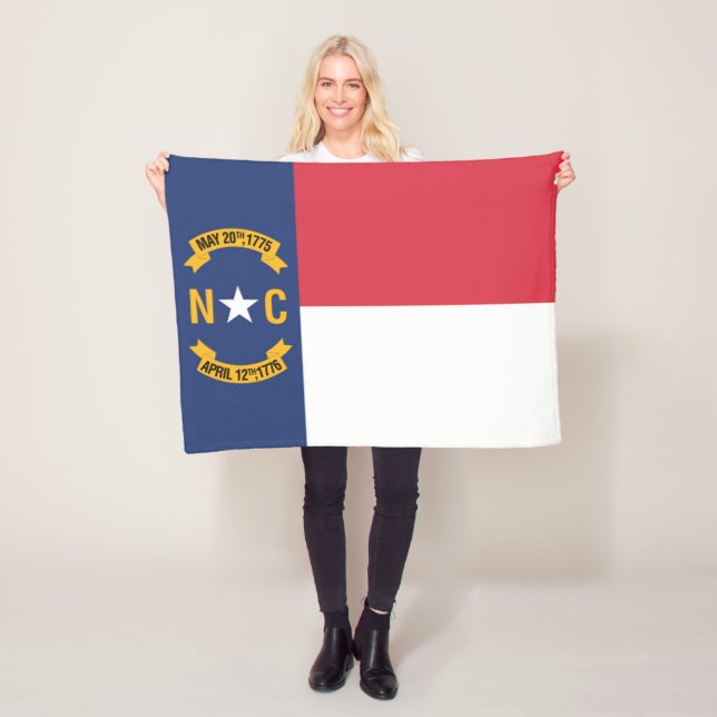 State Flag of North Carolina, USA Fleece Blanket (In Situ)
