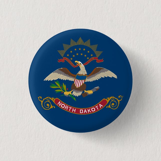 State Flag of North Dakota 1 Inch Round Button (Front)
