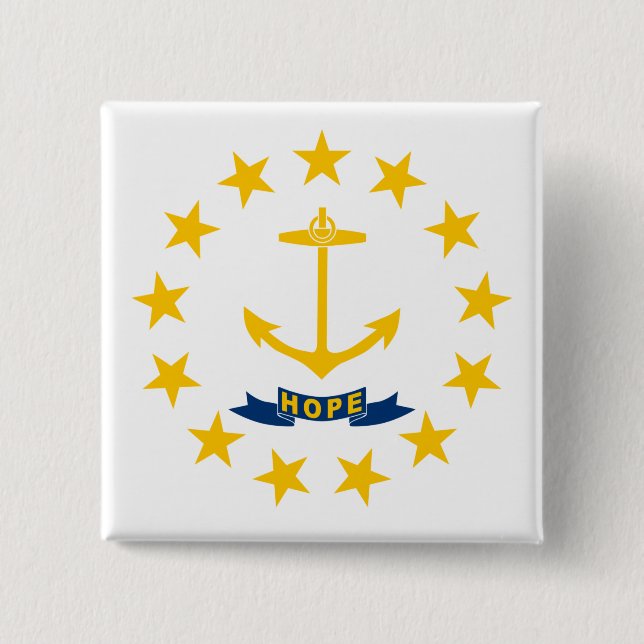 State Flag of Rhode Island 2 Inch Square Button (Front)