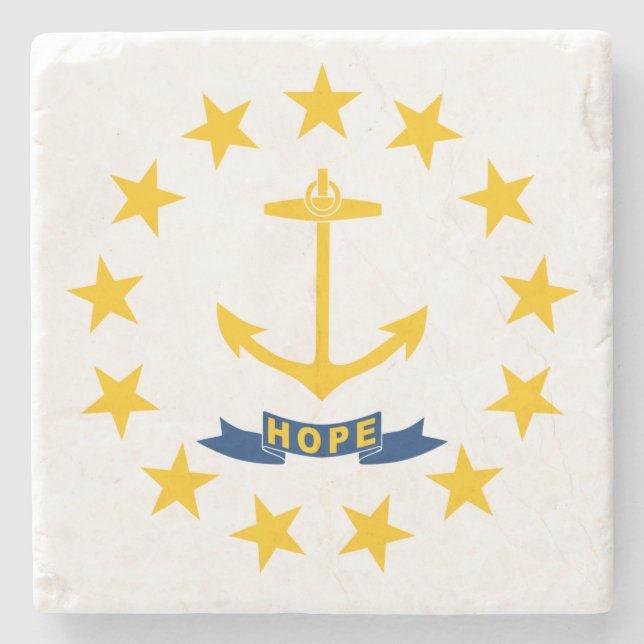 State Flag of Rhode Island Stone Coaster (Front)