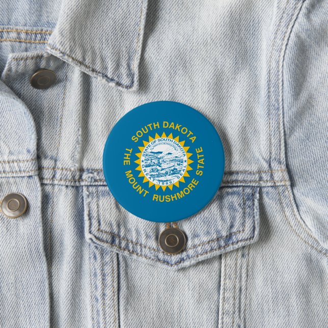 State Flag of South Dakota 3 Inch Round Button (In Situ)
