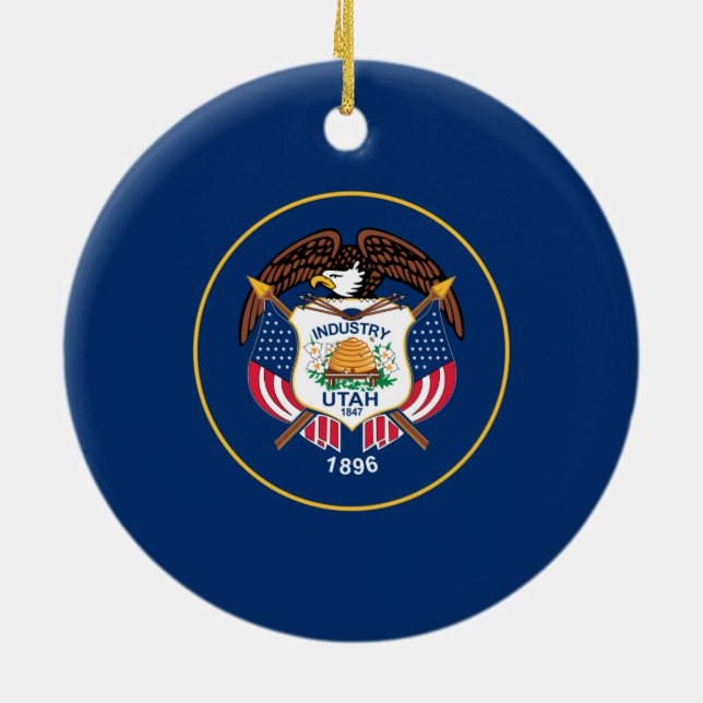 State Flag of Utah Ceramic Ornament (Back)