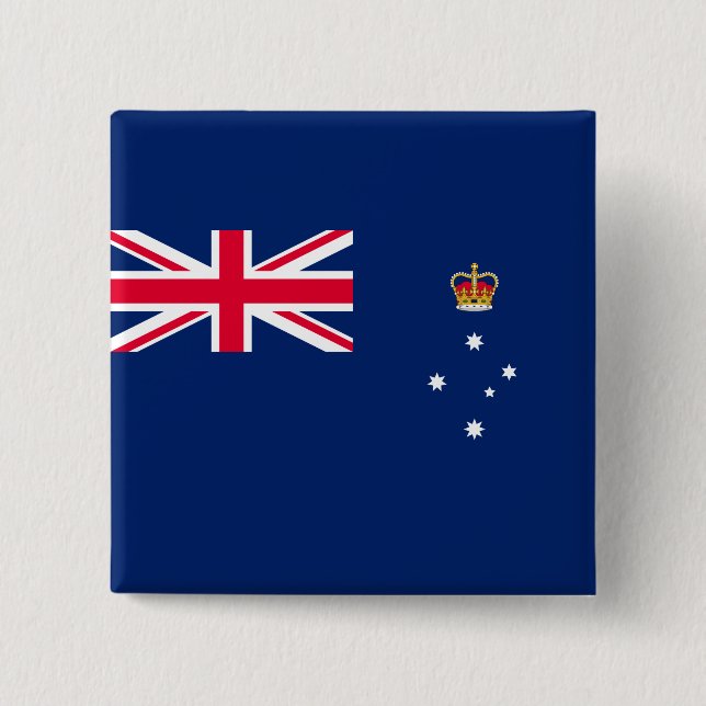 State Flag of Victoria (Australia) 2 Inch Square Button (Front)