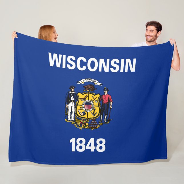 State Flag of Wisconsin Fleece Blanket (In Situ)