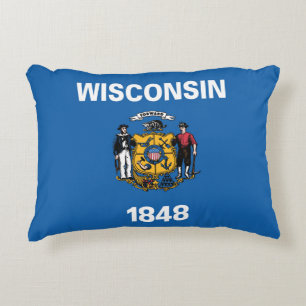 State Flag of Wisconsin, USA Accent Pillow