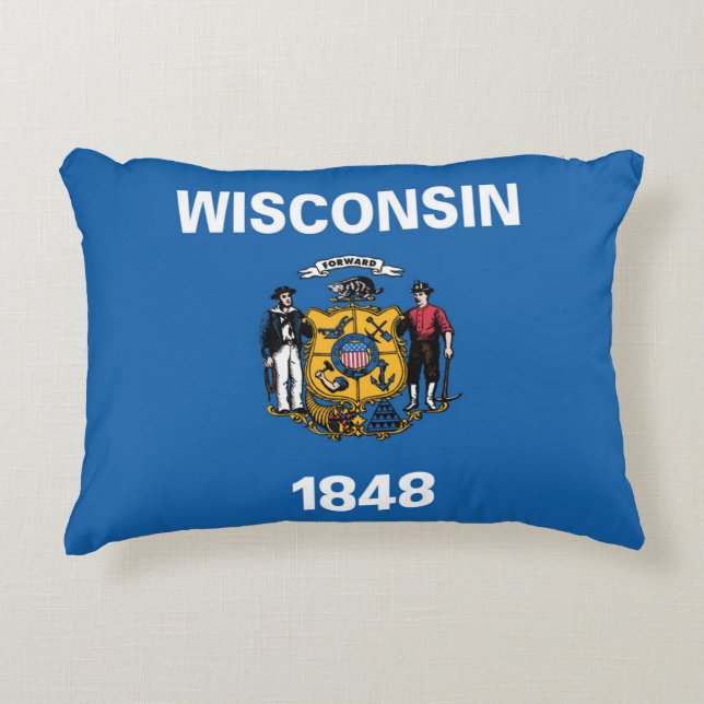 State Flag of Wisconsin, USA Accent Pillow (Front)