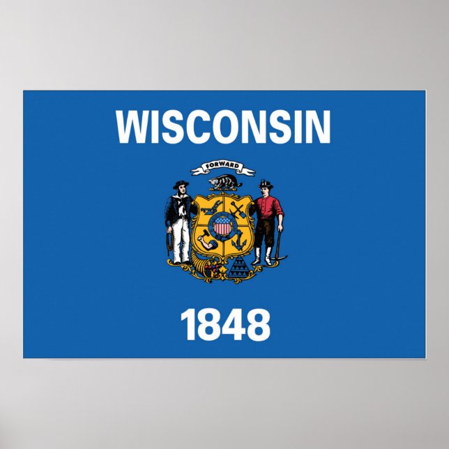 State Flag of Wisconsin, USA Poster (Front)