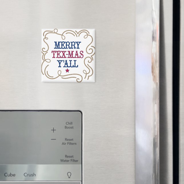 State Flag Red and Blue Merry Tex-Mas Y'all Magnet (In Situ (Fridge))
