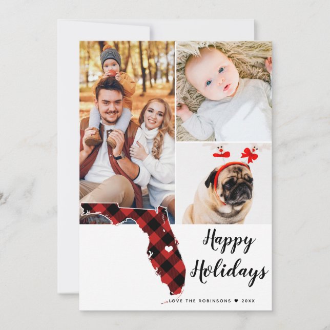 State Holiday Tartan Collage Photo Florida Card (Front)