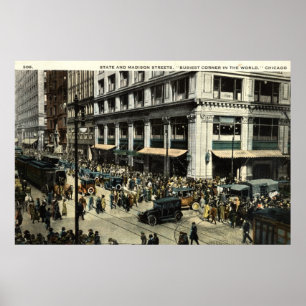 State & Madison Sts., Chicago IL, 1922 Vintage Poster