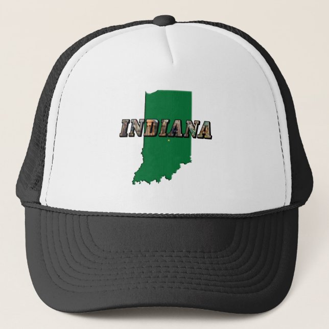 State Map and Picture Text Trucker Hat (Front)